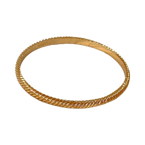 J Crew Bracelet S/M Yellow Gold Plated Bangle Skinny Textured Stackable Y2K VSCO - Picture 13 of 16